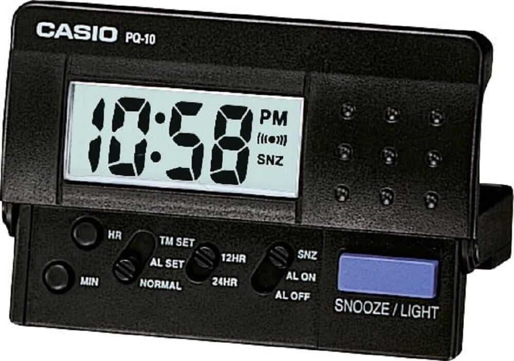 Casio PQ-10-1R Mini Seyahat Ertelemeli Beep Alarm Işıklı 12/24 Saat Dilimi Özellikli Masa Saati