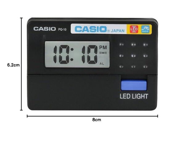 Casio PQ-10-1R Mini Seyahat Ertelemeli Beep Alarm Işıklı 12/24 Saat Dilimi Özellikli Masa Saati