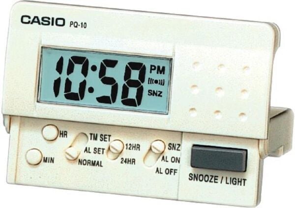 Casio PQ-10-7R Mini Seyahat Ertelemeli Beep Alarm Işıklı 12/24 Saat Dilimi Özellikli Masa Saati