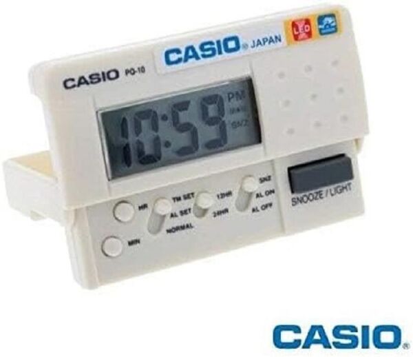 Casio PQ-10-7R Mini Seyahat Ertelemeli Beep Alarm Işıklı 12/24 Saat Dilimi Özellikli Masa Saati