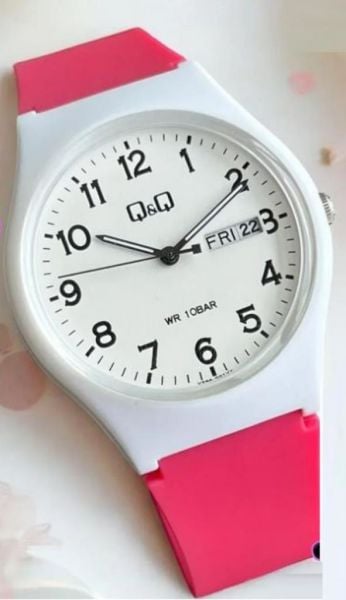 Q&Q V39A-001VY Pembe Takvimli 10 Atm Genç Kol Saati