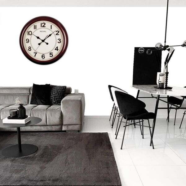 Regal 2101 RI Masif Ahşap Kasa Sessiz Akar Saniyeli Duvar Saat