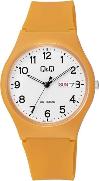 Q&Q V39A-005VY Turuncu Renkli Takvimli 10 Atm Su Geçirmez Genç Kol Saati