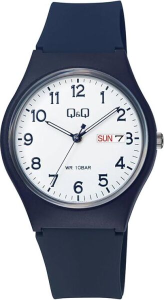 Q&Q V39A-004VY Lacivert Renkli Takvimli 10 Atm Su Geçirmez Genç Kol Saati