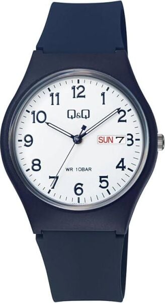 Q&Q V39A-004VY Lacivert Renkli Takvimli 10 Atm Su Geçirmez Genç Kol Saati