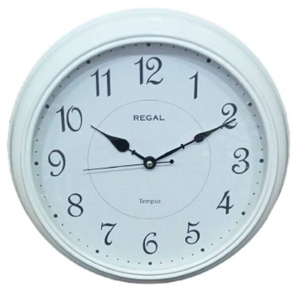 Regal 382 WWZ Beyaz Naturel Ahşap Kasa Sessiz Duvar Saati