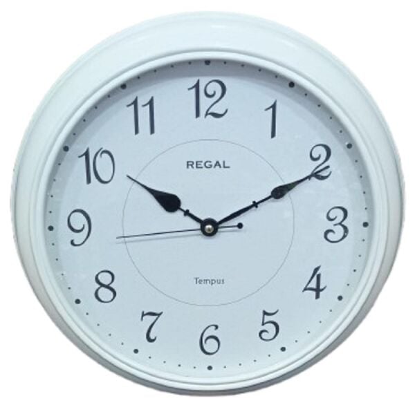 Regal 382 WWZ Beyaz Naturel Ahşap Kasa Sessiz Duvar Saati