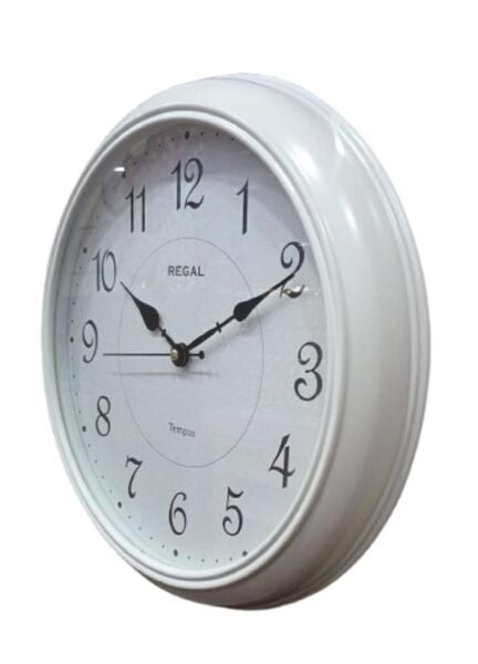 Regal 382 WWZ Beyaz Naturel Ahşap Kasa Sessiz Duvar Saati