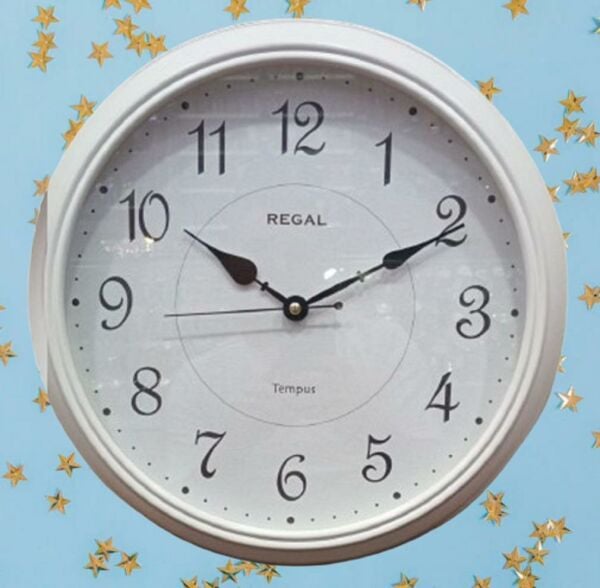 Regal 382 WWZ Beyaz Naturel Ahşap Kasa Sessiz Duvar Saati