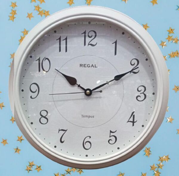 Regal 382 WWZ Beyaz Naturel Ahşap Kasa Sessiz Duvar Saati