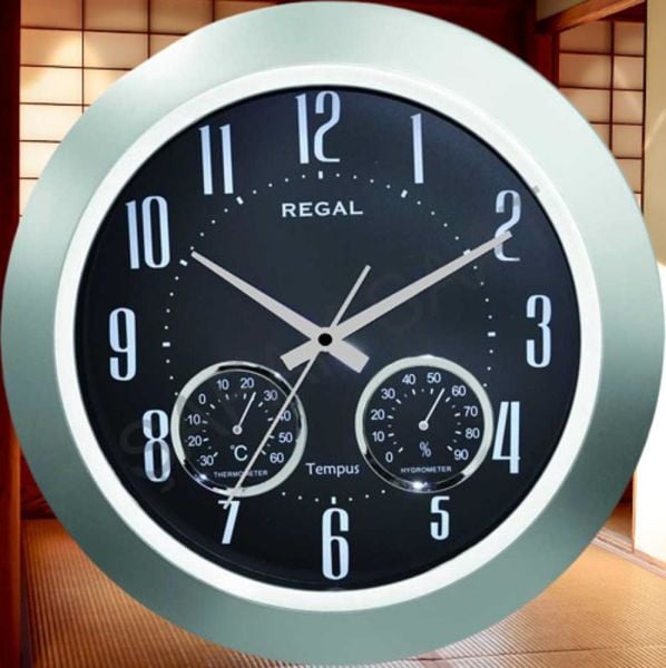 Regal 1030 SBZ Isı Ve Nem Ölçer Sessiz Akar Saniye Duvar Saati