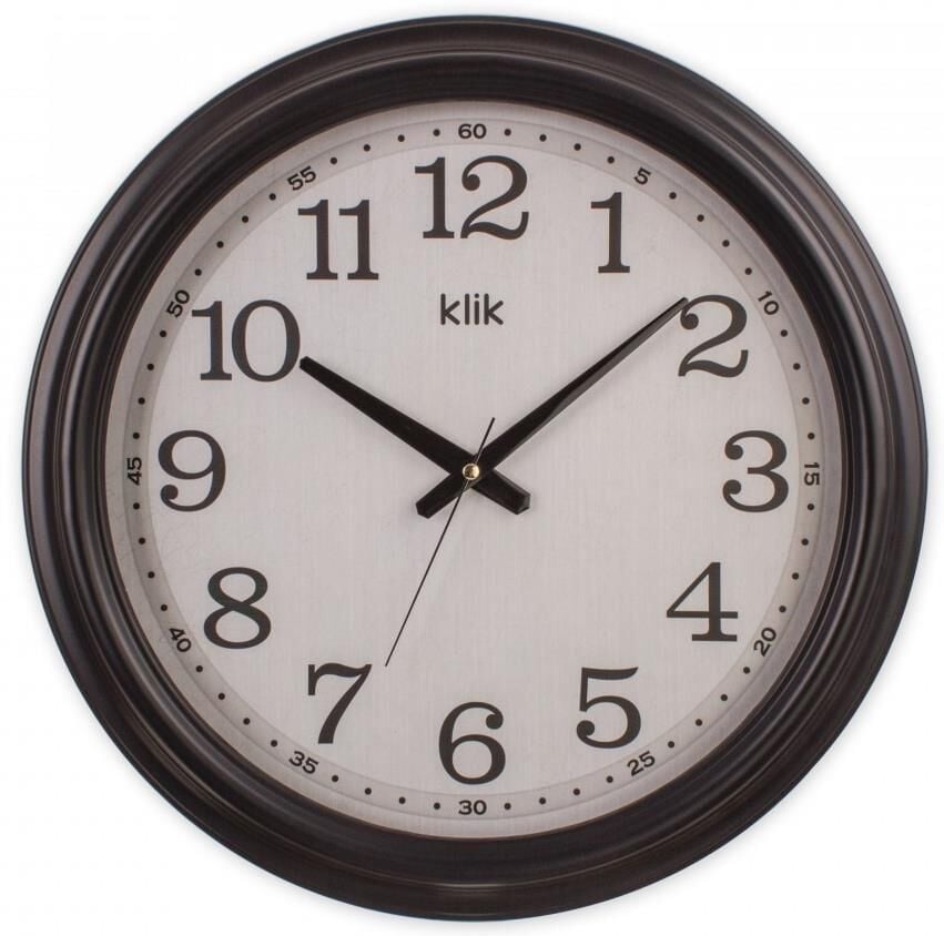 Klik Royal Plastik Kasa Siyah Renkli 46 cm Çaplı Modern Sessiz Saniye Mekanizmalı Duvar Saati