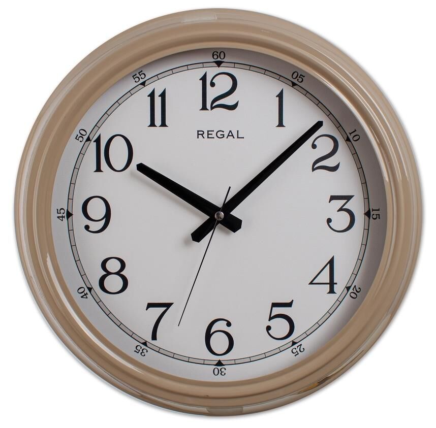 Regal 4400 EW Klasik 40 cm Çap Bej Metal Kasa Duvar Saati