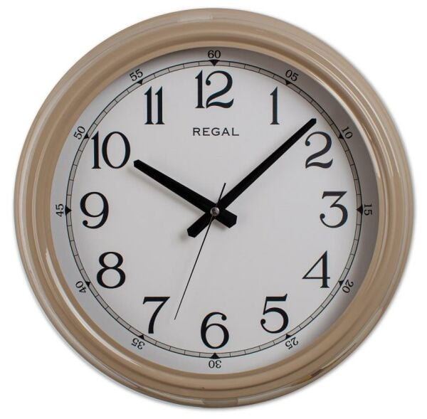 Regal 4400 EW Klasik 40 cm Çap Bej Metal Kasa Duvar Saati