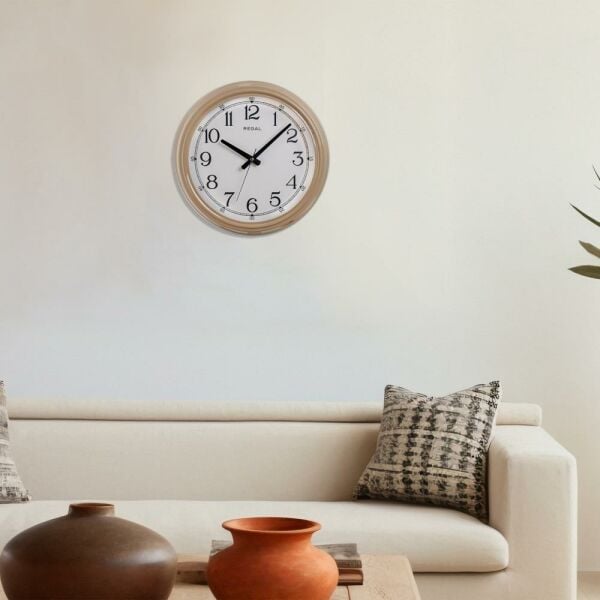 Regal 4400 EW Klasik 40 cm Çap Bej Metal Kasa Duvar Saati