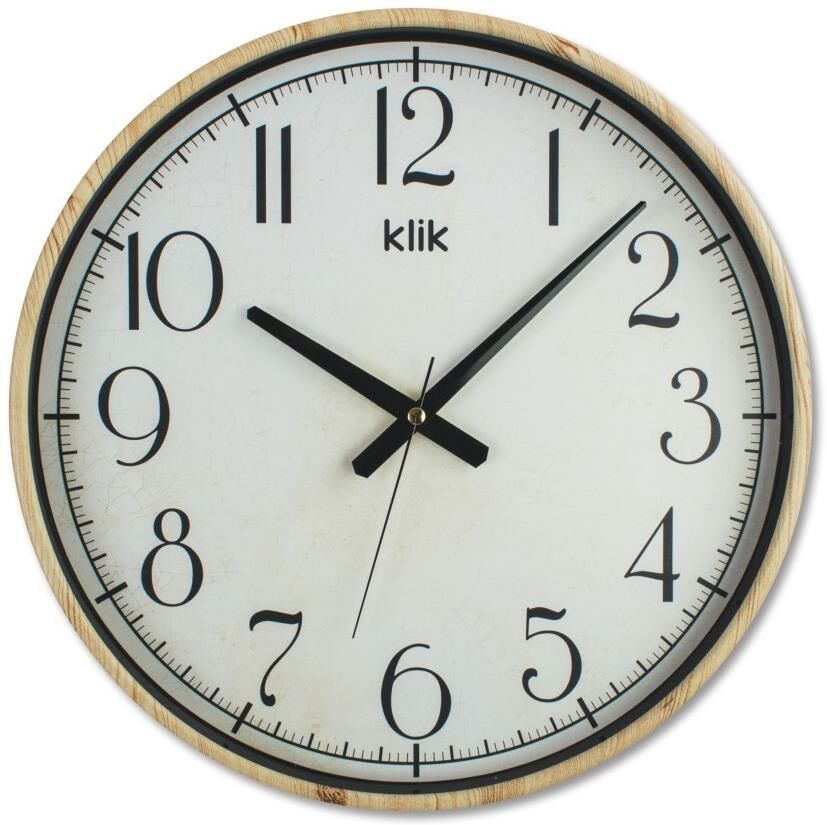 Klik Simplex Çam Dekoratif Sessiz Akar Duvar Saati