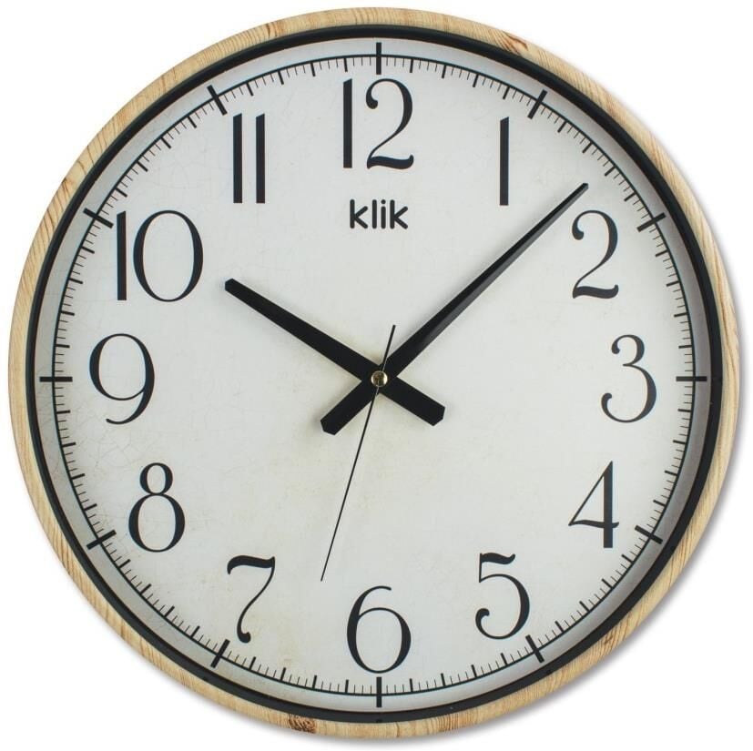 Klik Simplex Çam Plastik Kasa Krem Renkli 37.5 cm Çaplı Modern Sessiz Saniye Mekanizmalı Duvar Saati