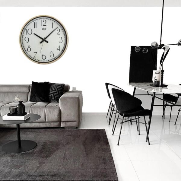 Klik Simplex Çam Plastik Kasa Krem Renkli 37.5 cm Çaplı Modern Sessiz Saniye Mekanizmalı Duvar Saati