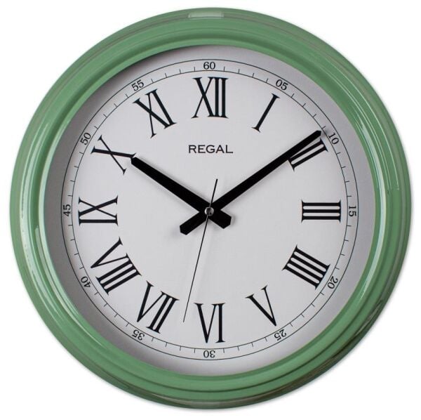 Regal 4400 HW Klasik Yeşil Kasa Roma Rakam Metal Duvar Saati