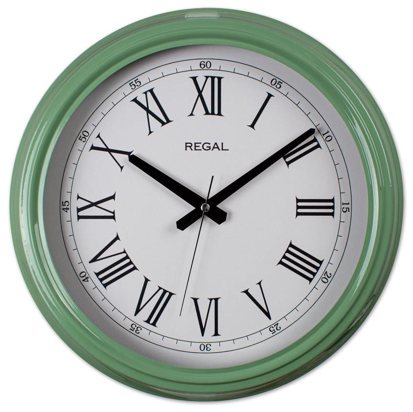Regal 4400 HW Klasik Yeşil Kasa Roma Rakam Metal Duvar Saati