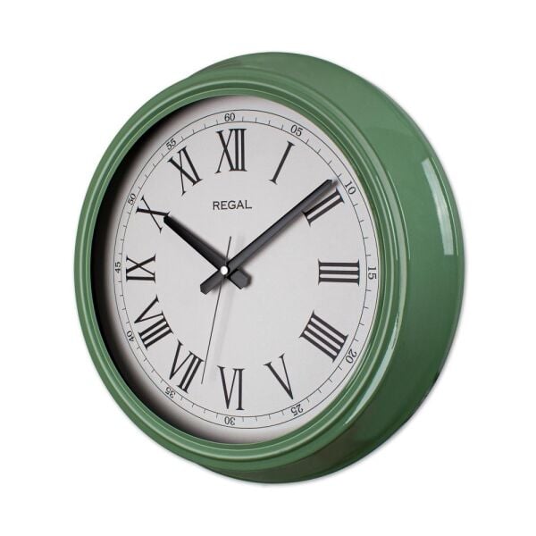 Regal 4400 HW Klasik Yeşil Kasa Roma Rakam Metal Duvar Saati