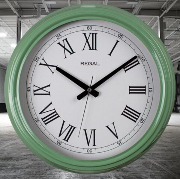 Regal 4400 HW Klasik Yeşil Kasa Roma Rakam Metal Duvar Saati