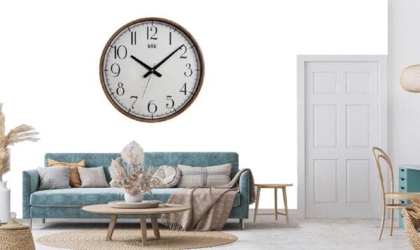Klik Simplex Ceviz Plastik Kasa Kahverengi Renkli 37.5 cm Çaplı Modern Sessiz Saniye Mekanizmalı Duvar Saati