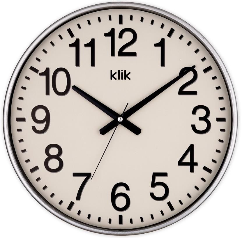 Klik Simplex Gümüş Dekoratif Sessiz Akar Duvar Saati