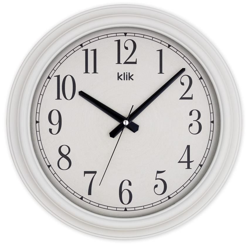 Klik Beta Beyaz Dekoratif Sessiz Akar Duvar Saati