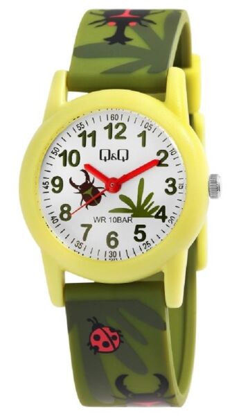 Q&Q VR99J016Y Uğur Böceği Desenli Silikon 10 Bar Su Geçirmez Çocuk Kol Saati