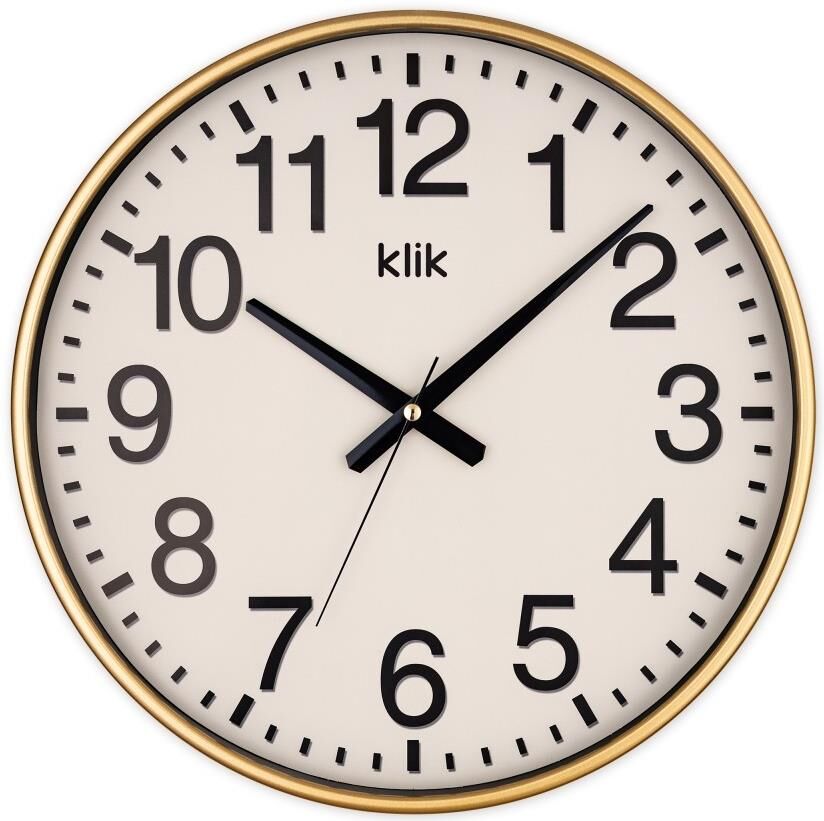 Klik Simplex Plastik Kasa Gold Renkli 37.5 cm Çaplı Modern Sessiz Saniye Mekanizmalı Duvar Saati