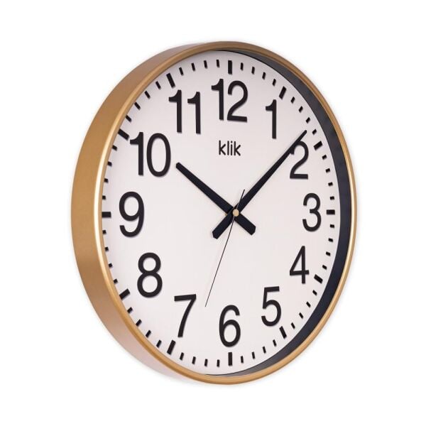 Klik Simplex Plastik Kasa Gold Renkli 37.5 cm Çaplı Modern Sessiz Saniye Mekanizmalı Duvar Saati