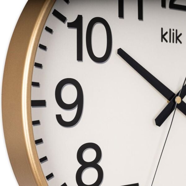 Klik Simplex Plastik Kasa Gold Renkli 37.5 cm Çaplı Modern Sessiz Saniye Mekanizmalı Duvar Saati