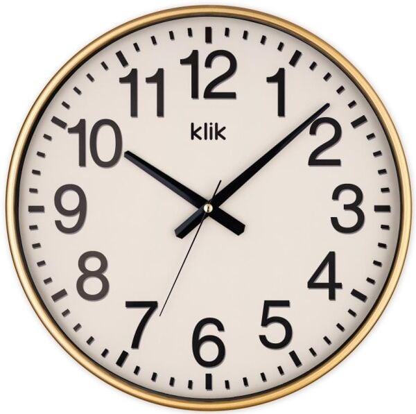 Klik Simplex Plastik Kasa Gold Renkli 37.5 cm Çaplı Modern Sessiz Saniye Mekanizmalı Duvar Saati