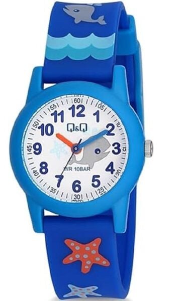 Q&Q VR99J009Y Yunus Desenli Silikon 10 Bar Su Geçirmez Çocuk Kol Saati