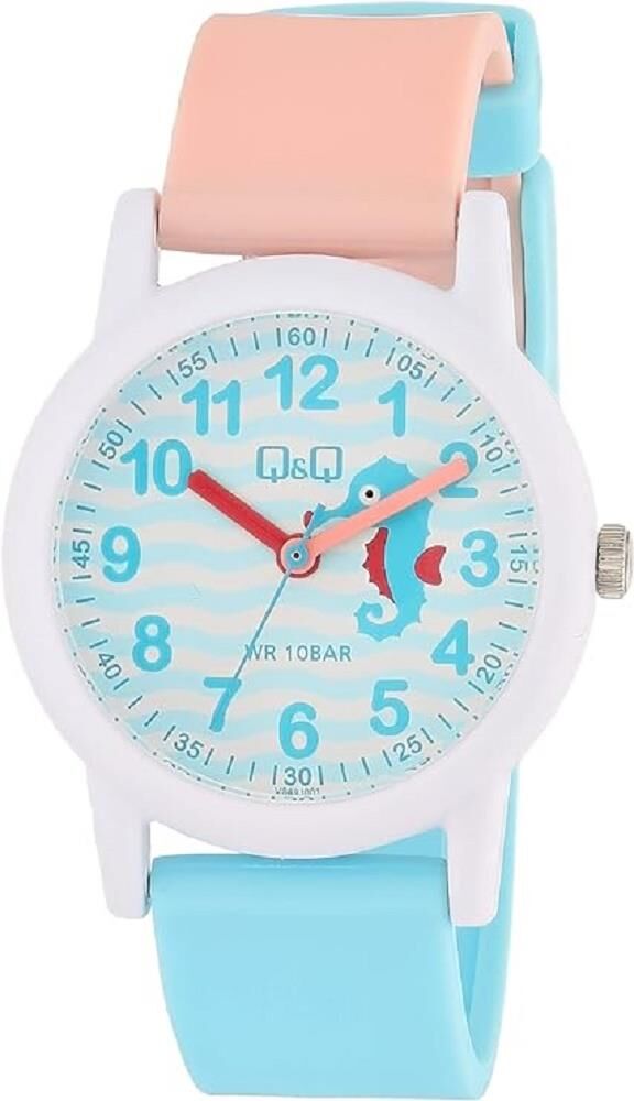 Q&Q VS49J001Y Denizatı Desenli Silikon 10 Bar Su Geçirmez Çocuk Kol Saati