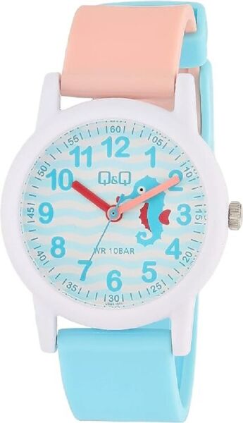 Q&Q VS49J001Y Denizatı Desenli Silikon 10 Bar Su Geçirmez Çocuk Kol Saati