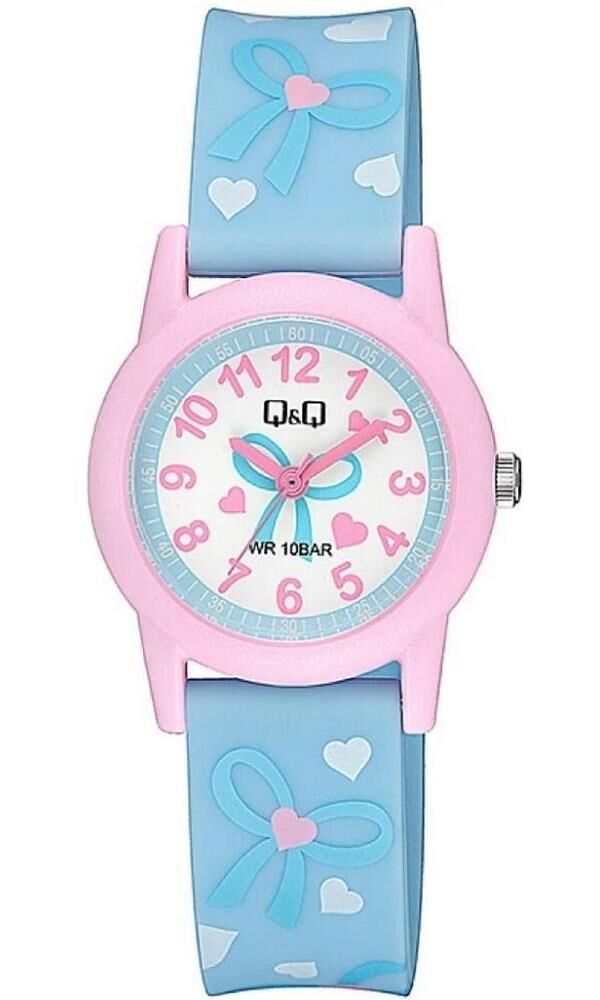 Q&Q V22A-008VY Kurdela Desenli Silikon 10 Atm Su Geçirmez Çocuk Kol Saati