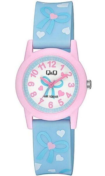 Q&Q V22A-008VY Kurdela Desenli Silikon 10 Atm Su Geçirmez Çocuk Kol Saati