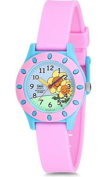 Q&Q VQ13J007Y 1-6 Yaş Ayçiçeği Desenli Silikon 10 Atm Su Geçirmez Çocuk Kol Saati