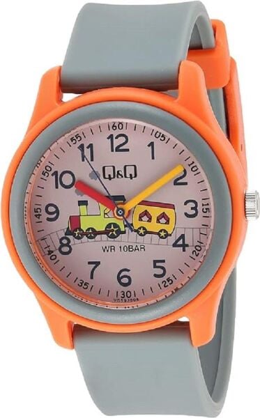 Q&Q VS59J008Y Tren Desenli Silikon 10 Bar Su Geçirmez Çocuk Kol Saati