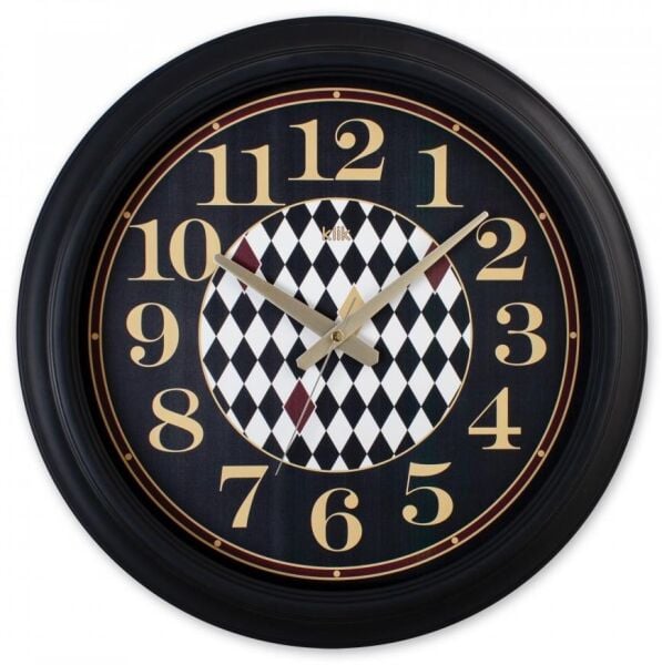 Klik Royal Hektor Plastik Kasa Siyah Renkli 46 cm Çaplı Modern Sessiz Saniye Mekanizmalı Duvar Saati