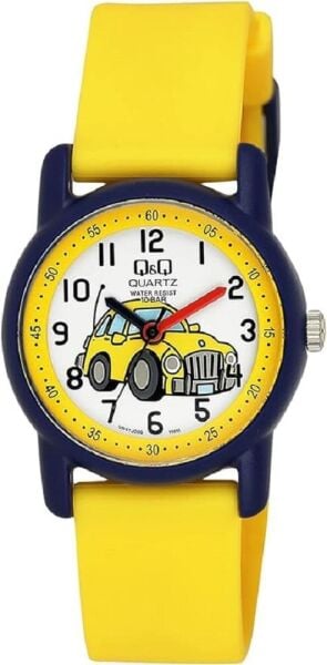 Q&Q VR41J009Y Araba Desenli Silikon 10 Atm Su Geçirmez Çocuk Kol Saati