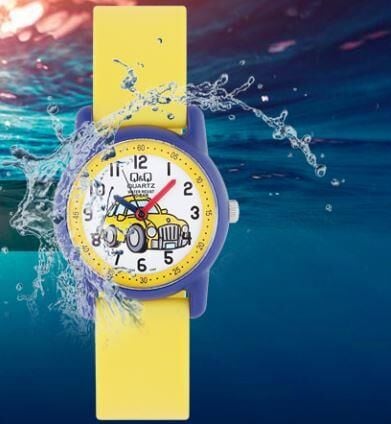 Q&Q VR41J009Y Araba Desenli Silikon 10 Atm Su Geçirmez Çocuk Kol Saati