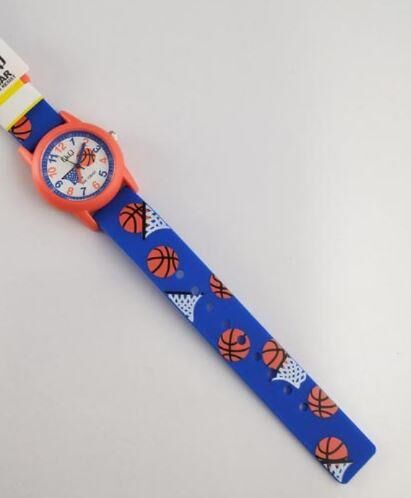 Q&Q V22A-011VY Basketbol Desenli Silikon 10 Atm Su Geçirmez Çocuk Kol Saati