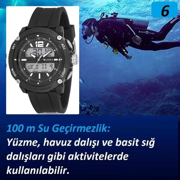 Jaga JL AD1220-4AAA 640081 Alarm Kronometre Aydınlatmalı Genç Çift Kol Saati