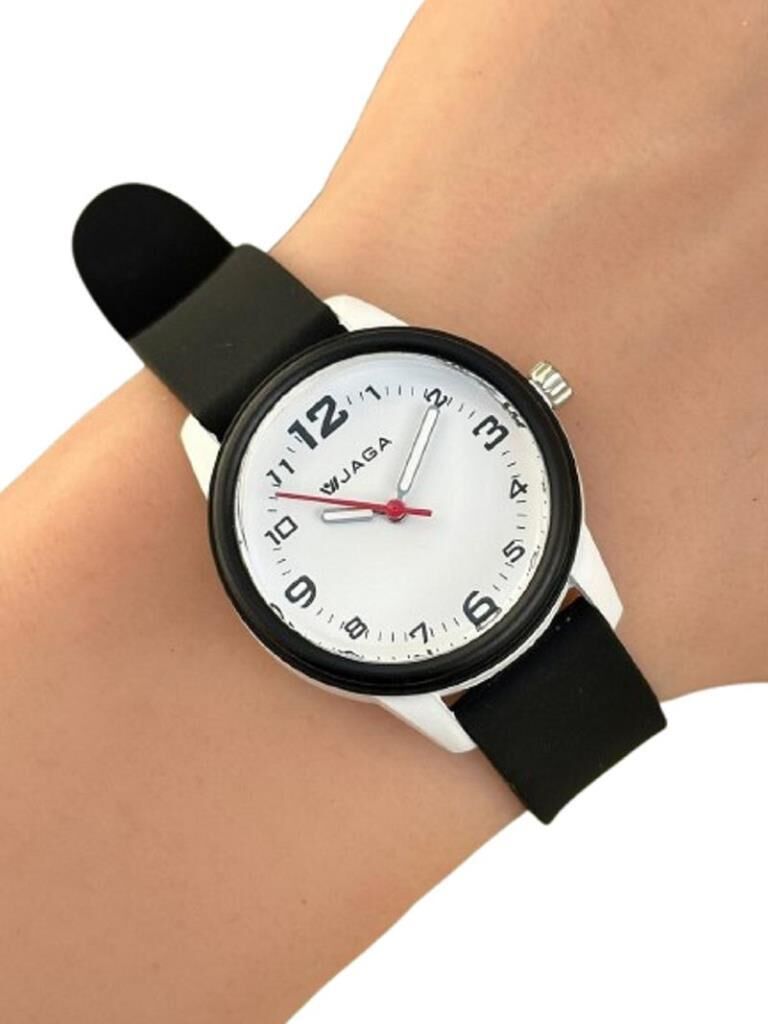 Jaga JL AQ1247-4ADA-D2C 64511 7-12 Yaş Siyah Beyaz Renkli Silikon Çocuk Kol Saati