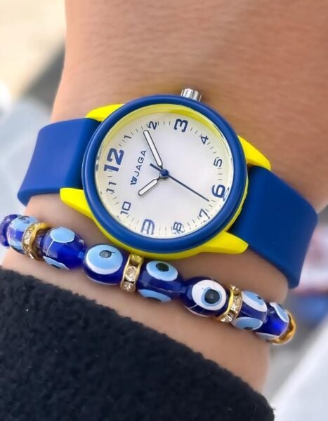 Jaga JL AQ1247-4EKE-D2B 64511 7-12 Yaş Sarı Lacivert Renkli Silikon Çocuk Kol Saati