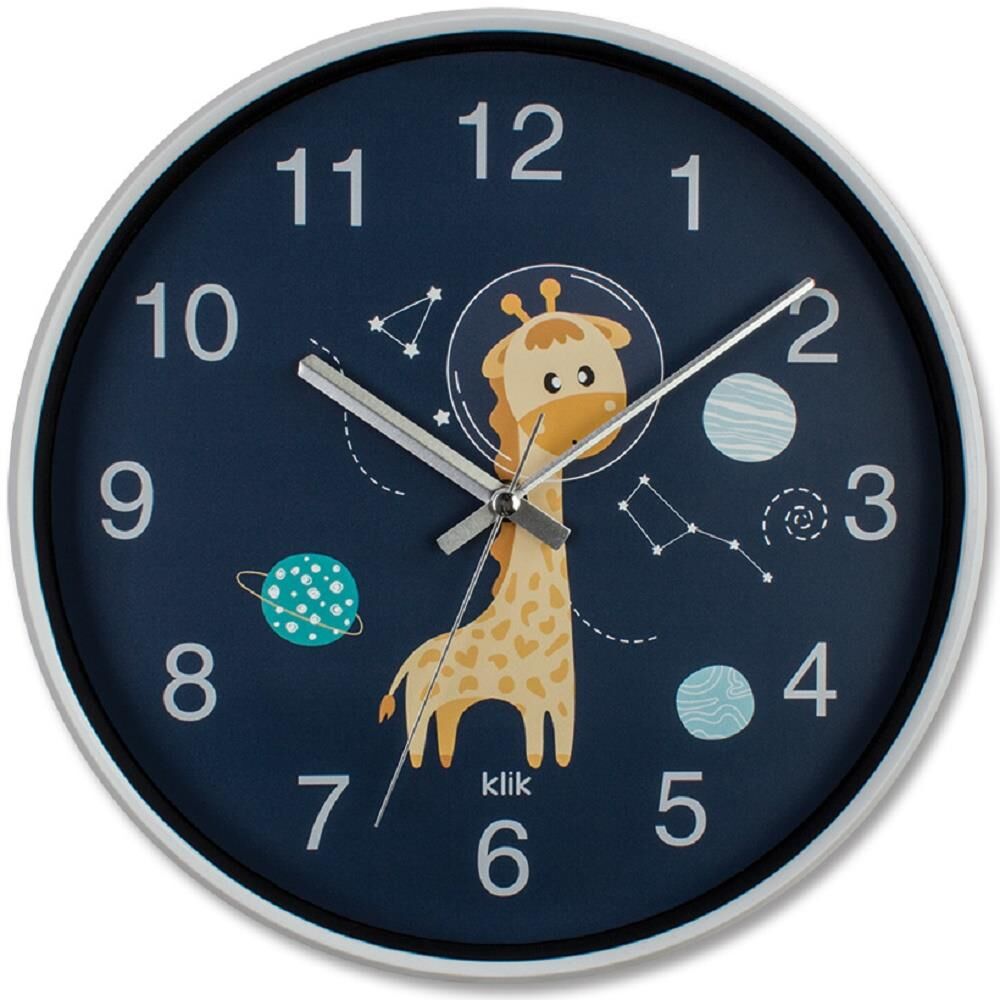 Klik Slim Zürafa Plastik Kasa Beyaz Renkli 30.5 cm Çaplı Modern Sessiz Saniye Mekanizmalı Duvar Saati