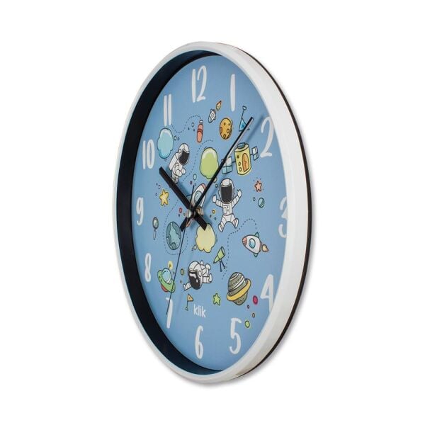 Klik Slim Uzay Plastik Kasa Beyaz Renkli 30.5 cm Çaplı Modern Sessiz Saniye Mekanizmalı Duvar Saati